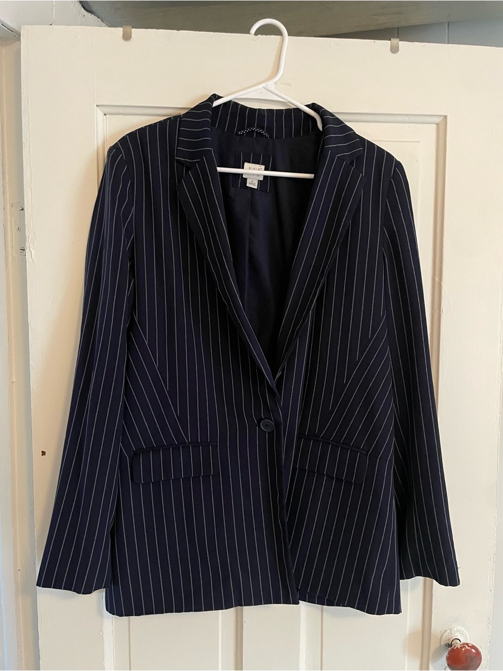 Navy Pinstripe Single-Button Blazer - Unbranded